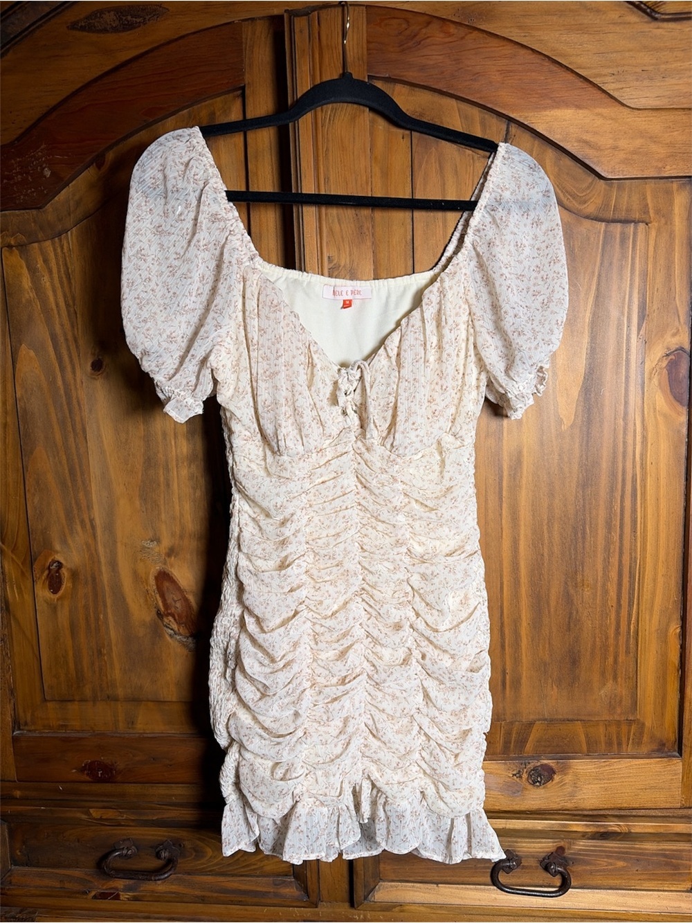 Mele E Pere Ivory/flower Mini Dress Size Medium